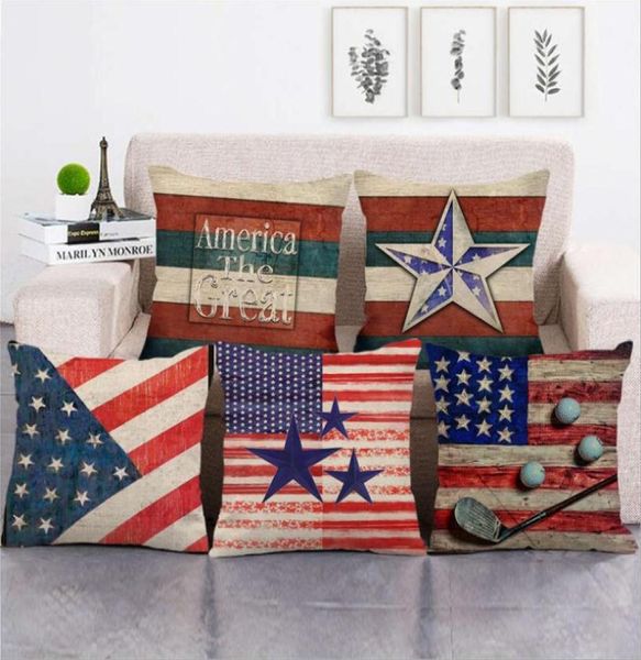 Cuscino per decorazioni per la casa in lino Custodia da lancio American Indipendence Day Flag 3D Stampato divano da soggiorno Cover Cuscino Cestello quadrato 45x46318278