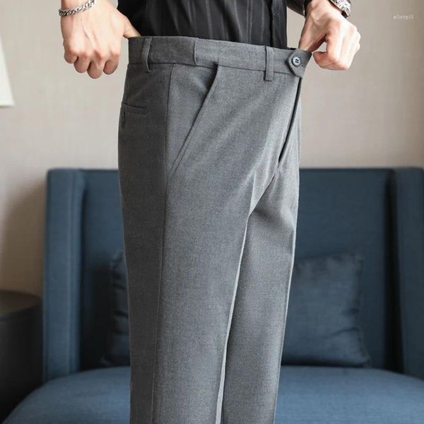 Abiti da uomo Business Elastic Waist Slip Casual Corean Versione coreana di pantaloni da gentiluomo formali in stile nero britannico