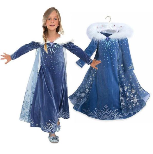 NEU Snow Queen Kleid gedruckte Kleider Winter Langarm Mantel Prinzessin Party Voller Kleid -Performance Rock 38T Whole JY9186613822