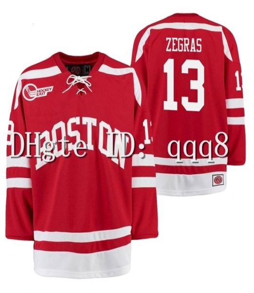 GLA Trevor Zegras University College Hockey Jersey Tamanho da casa Red Sxxxl3106873