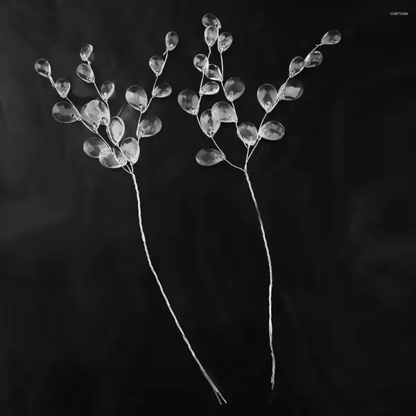 Dekoratif Çiçekler 50 Saplar 16cm Yapay Buket Diy su damlası Akrilik çiçek tel kristal diamante dallar boncuk spreyler düğün