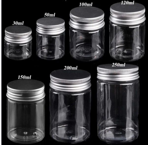 Bottiglie 24pcs/lotto trasparente barattolo di plastica e coperchi contenitori estetici vuoti bottiglia da viaggio barattoli vetro in vetro con coperchio
