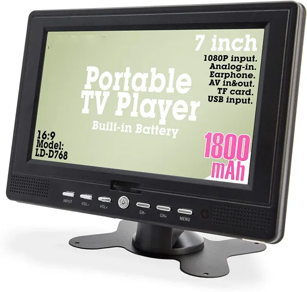 Jogadores de 7 polegadas portátil TV DVBT2 ATSC ISDBT TV digital e analógico Mini Small Car TFT LCD HD TV SUPORLO DE TV USB TF MP4