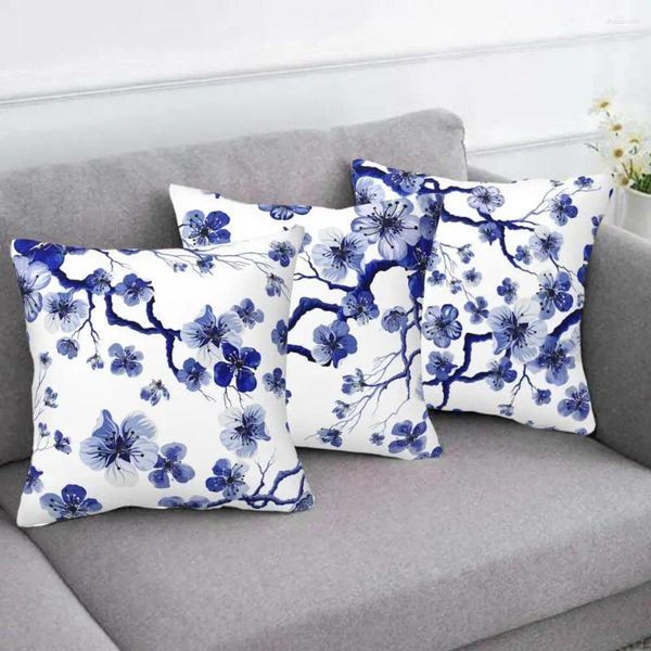 Travesseiro 45x45cm pintado à mão Plum Blossom Case de sofá moderno decoração reutilizável de estilo chinês