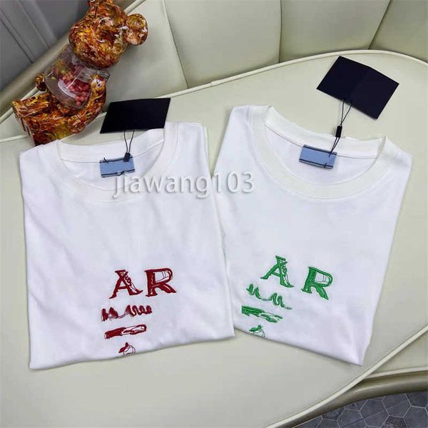 Camiseta de grife ees camisas de verão masculinas casuais com letras bordadas de letras imprimidas de tecido de fio duplo vendendo roupas de hip hop