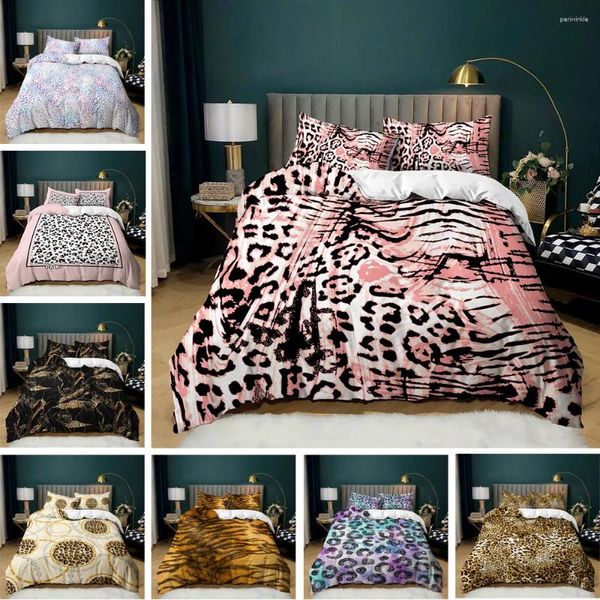 Наборы постельных принадлежностей 3D Современный набор шаблонов подвижной крышка леопардовой печать печать Comforter 3/2 кусоч