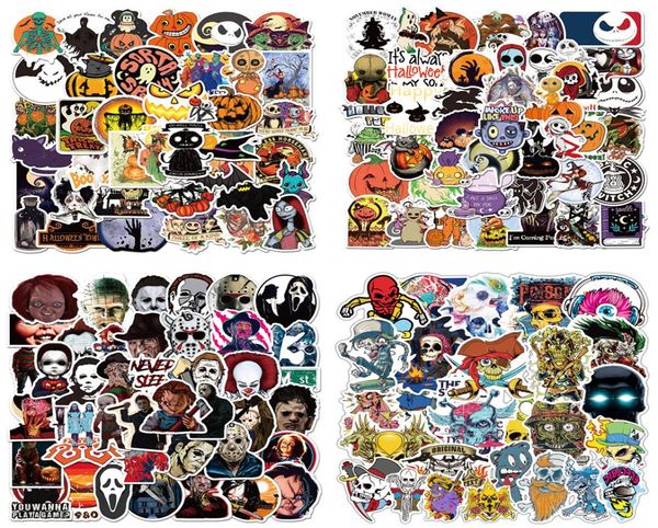 50 pezzi 7 Styles Halloween adesivi Horror graffiti per auto skateboard laptop frigorifero adesivi per caschi per biciclette motociclisti NO5017688