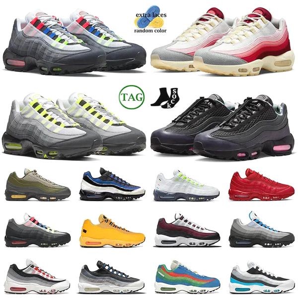 2024 95 95S Koşu Ayakkabıları Anatomi Açgözlü Neon Pembe Işın Büyük Boyut 12 Paskalya Kristal Mavi Mat Zift Bordeaux OG95 Erkek Kadın Eğitmenler Sneakers 40-46