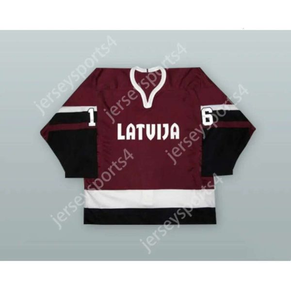 GDSIR Custom Sergei Zholtok 16 Letônia Seleção Nacional Maroon Hockey Jersey Novo Ed S-M-L-XL-XXL-3XL-4xl-5xl-6xl