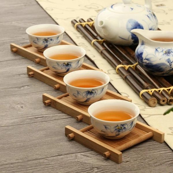 Çay Tepsileri 2024 Bambu Maddi Ahşap Tepsisi Drenaj Kupası Çaydan Mat Zamanı Sehpa Çok Fonksiyonlu Servis