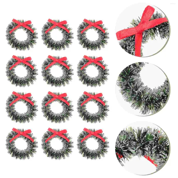 Flores decorativas 20 PCs Artesanato de Christmas Wreath Mini Garland Toy Miniatura Paisagem Decoração Artificial