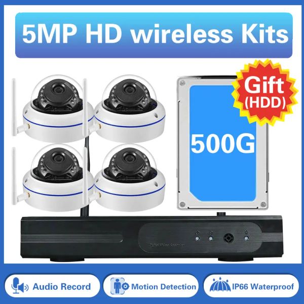 Sistema 10CH WIFI NVR KIT CCTV SISTEMA 5MP AUDOOT AUDIONATURO AUDIONE sem fio Câmera Wi -Fi Secreting Protection System Presente 500g HDD