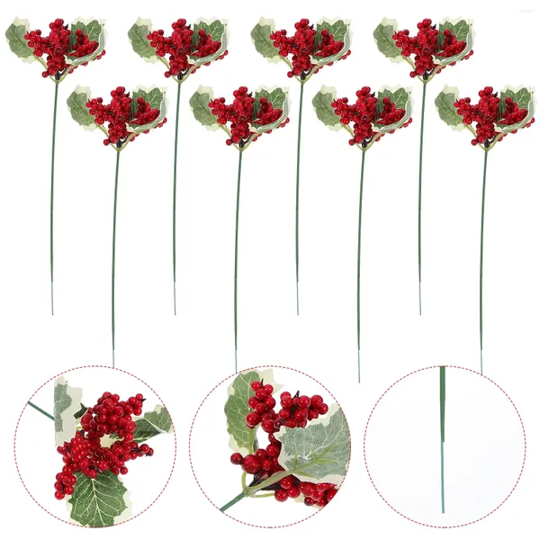 Dekorative Blumen rote Berry -Zweig -Schneiden Simulation Künstliche Zweige Mini -Ornament Weihnachtsdekoration Ergänzung Weihnachtsanlagen Plant Fake Tree
