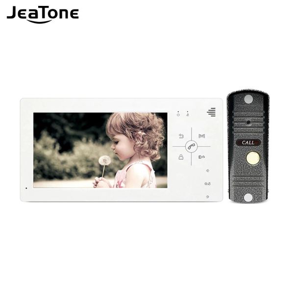Intercom Jeatone 4.3/7inch 1200TVL Camera HD Video Intercom Systemtürtelefon mit Multilanguages, wasserdichte Türklingel, einfache Installation