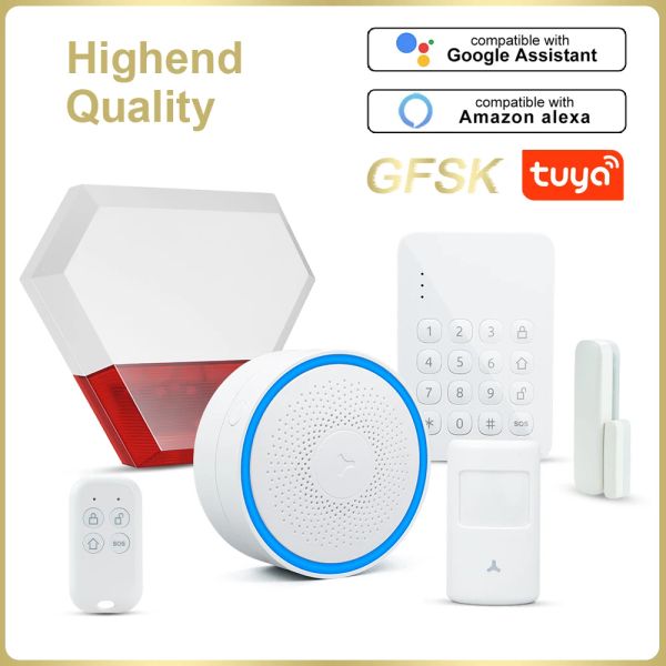 Kits Tuya GFSK WiFi Home Security Smart Alarm System Einbrecher Kit Smart Life App Fernbedienungsarmis Entstaffat Automatisierte Glühbirne