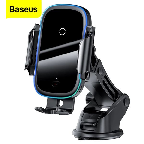 Imposta Caricatore wireless per auto del baseus Qi per iPhone 11 Samsung Xiaomi 15W Monte auto a induzione Carica wireless veloce con supporto per telefono auto