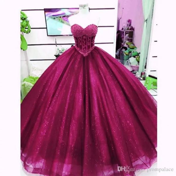 Elbiseler mor royla mavi mavi ışıltılı balo elbisesi quinceanera elbiseler artı boyutu tatlım tatlı 16 vestidos de resmi aşın