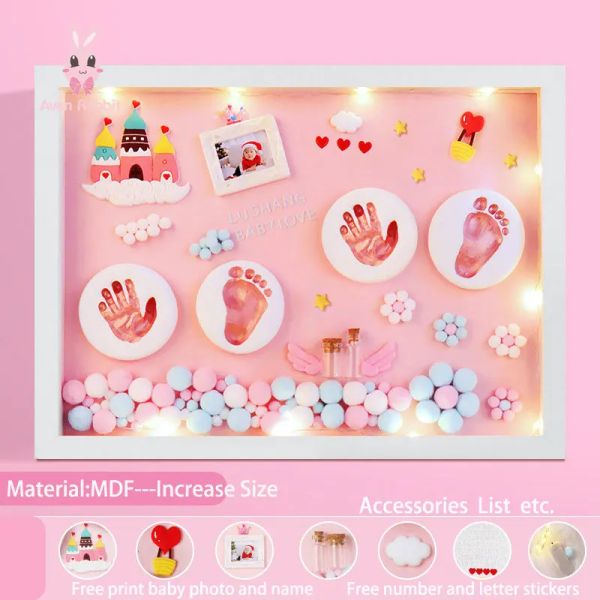 Rahmen Baby Neugeborene Geschenkset Babyartikel Geschenk Ton Hand Fuß DIY Baby Fotorahmen Handabdruck Fußabdrücke farbige Ton -Souvenir -Geschenke