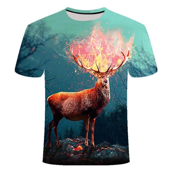 Fabrika Outlet Big Yards Yeni Moda Marka Tshirt Flaming Menwomen Yaz 3d Tshirt Baskı Melek Tişört