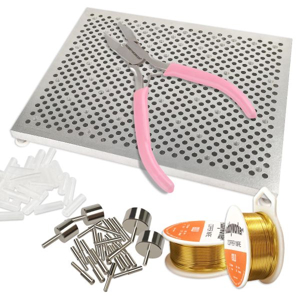 Ferramentas Xuqian Wire Jig Kit com arame de cobre de jóias e gabarito de enquadramento de arame de cortador de nivelado para fabricação de jóias e flexão de arame L0176