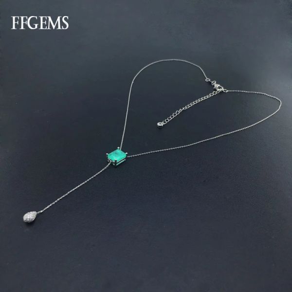 Halsketten ffgeems erzeugt Emerald Anhänger Halskette Edelstein Feine Schmuck für Frauen Lady Engagement Hochzeitsfeier Geschenk mit Schachtel