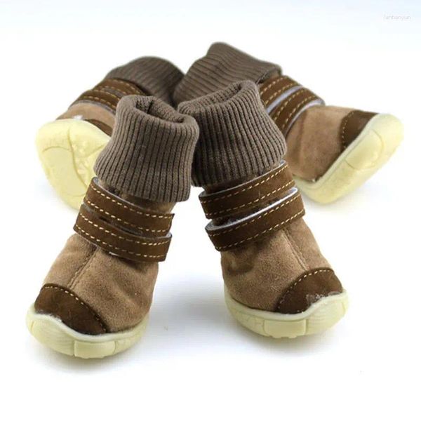 Vestuário de cachorro sapatos de estimação de pele grossa cães pequenos botas de neve quente para pelúcia para pelúcia de pelúcia/rosa/roxo