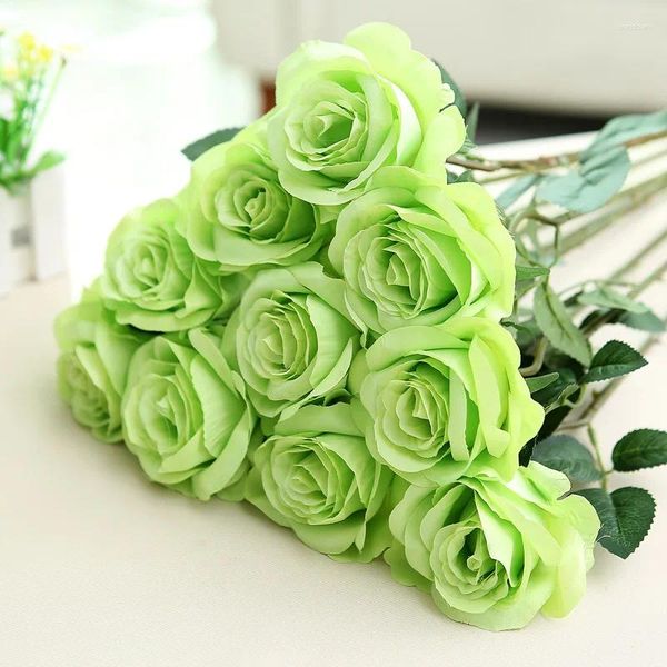 Dekorative Blumen 5pcs künstliche natürliche Rose für Home Wedding Party Dekor rosa weiß blau Champagner Grüne Identität Geschenk Frauen Frauen