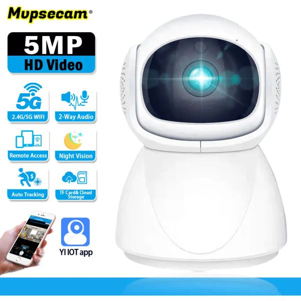 Câmera de vigilância de Wi -Fi de câmeras 5MP Rastreamento de AI sem fio interno Acesso Remoto Acesso Remoto CCTV Câmera de proteção de segurança de bebê Smart Home Baby