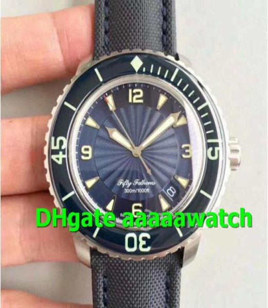 Top Luxury Watch Fünfzig Fathoms 5015d114071 Blaues Zifferblatt ZF Edelstahlhülle auf Sailcanvas Armband A2836 Sapphire Crystal Men Wat8380882