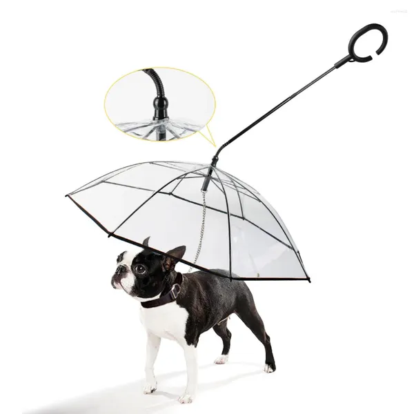 Abbigliamento per cani ombrello trasparente -Vista facile pieghevole regolabile per con guinzaglio piccoli animali domestici metallici