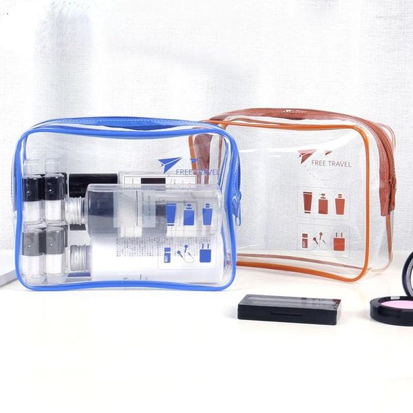 Lagerbeutel wasserdichtes PVC -Bad Kosmetikbeutel für Frauen tragbarer transparenter Make -up -Hülle Toilettenorganisator mit Reißverschluss