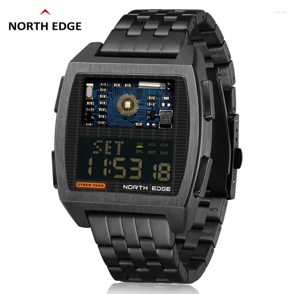 Relógios de pulso North Edge 2024 Watch Digital Watch Retro Metal Industrial Metal Impermenda a água de 50m Relógios esportivos para homens Time mundial