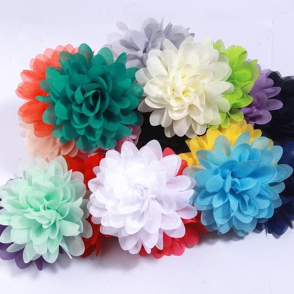 Dekorative Blumen 200pcs 10 cm Seiden Chiffon Stoff künstliche weiche Blume für blühende Kopfbekleidung Kleid Kleidung Brosche Halskette Dekor DIY