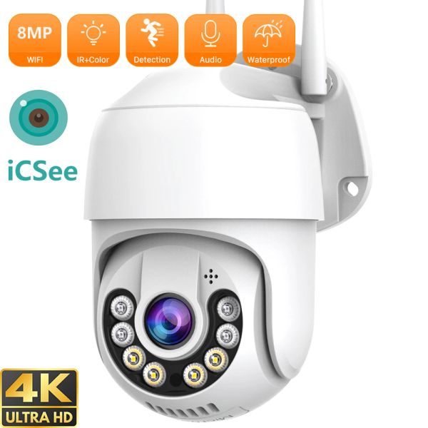 Telecamere 8MP 4K UHD PTZ Camera da 5MP AI AI Rileva Human Detect Camera WiFi Outdoor Wireless Water -of Security Camera Surveillance ICSEE