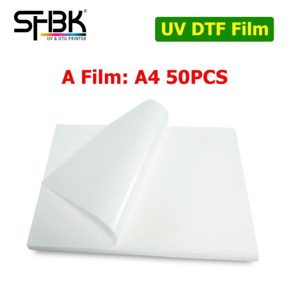 Papier 50pcs A4 Magic UV DTF Film Eine Übertragung in Glaskeramik -Metall -Telefonhülle für unregelmäßige Formoberfläche UV DTF -Drucker