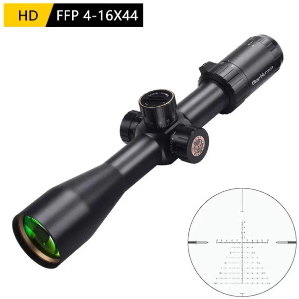 Optics Westhunter HD 416x44 Escopo de caça do FFP Primeiro plano de planos focal riflescopes táticos miras ópticas gravadas de vidro tático encaixam .308