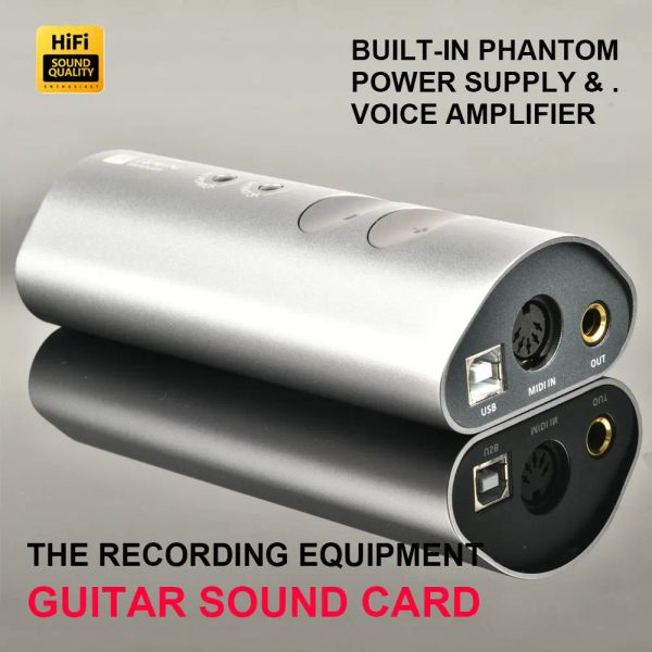 Verstärker TS Mini Tragbarer Soundkarte Mikrofon -Aufnahme Audio -Schnittstelle USB für iPhone iPad Android -Geräte Mac Windows PC Sound Card