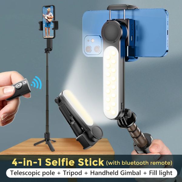 Monopodi L09 STABILITORE GIMBAL CON FILT LIGHT Bluetooth Telescopic Selfie Stick Tripode di tiro per il telefono Smartphone iOS Android