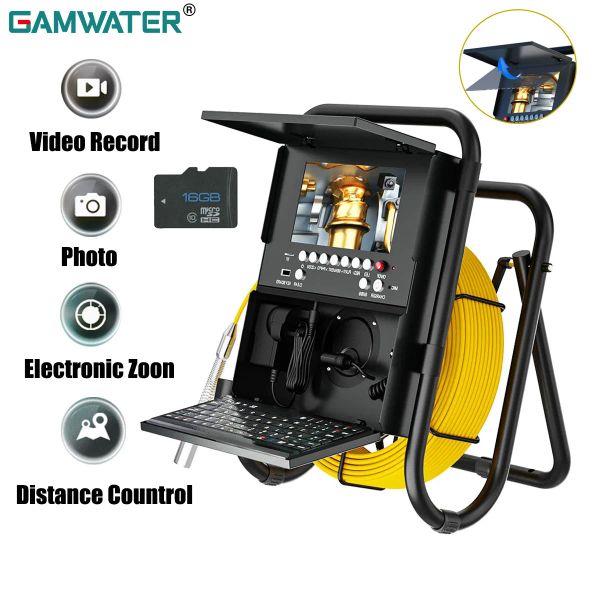 Kameras Gamwater 17/23mm Abwasserkamera mit 512Hz DVR 16 g Meter Counter Rohr Inspektionskamera Tastatur 7 Zoll Abfluss Industrielles Endoskop