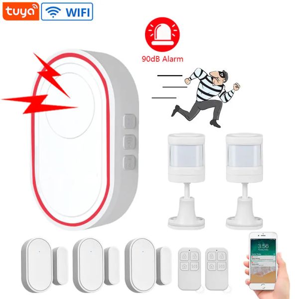 KITS WiFi Home Security Alarm System Tuya App Remoto Control 433MHz Distintolettore PIR Wireless Sensore Antitheft Alarm Sistema di allarme antitheft