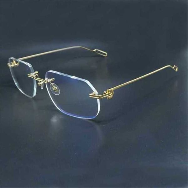 2024 Neue hochwertige Luxusdesignerin der Frauen Sonnenbrille Randless Brillen Mode Transparent Brille Dessinger Clear Gold Rahmen Espejuelos Mujer Brille