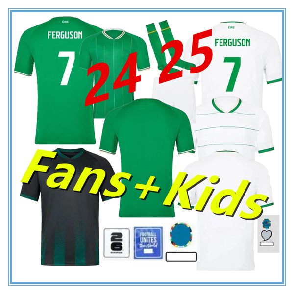 2024 Irlanda Home Calcio verde Shirt maschile da uomo Doherty Duffy 2023 24/25 National Team White Top Egan Brady Keane Hendrick McClean Football Shirt Set per bambini