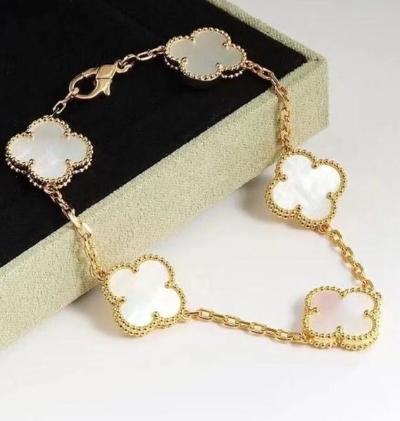 Van Clover Bracciale Bracciale di lusso gioielli a quattro braccialetti a foglie 18k oro oro Plate argento agata Diamond Fashi