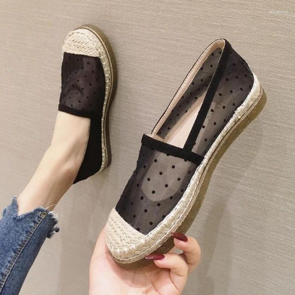 Scarpe casual Net Female fuori Summer Wear 2024 Student Yarn Permeabile per la suola piatta per scarpe singola sovrappositiva