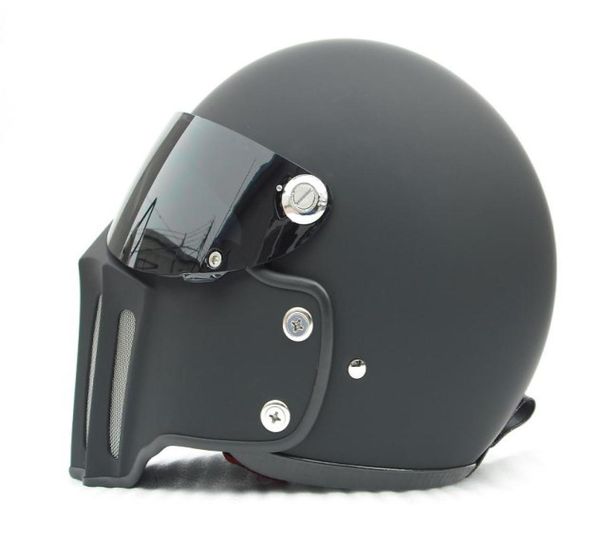 DOT Casco motociclistico Vintage Full Face con maschera per il viso in fibra di vetro e visiera nera per il corridore di sporcizia Cafe Cafe Casco Custom Motocross 9647960