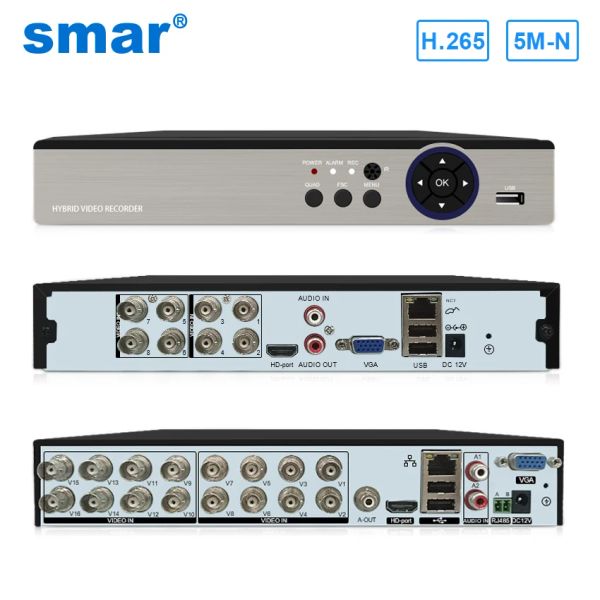 Gravador Smar 8CH 16CH 5Mn 5 W 1 Hybrydowy DVR WideRoreJestrator DLA Kamera Ahd Kamera Anawa 5MP Kamera IP P2P NVR SISTEMA CCTV H.265 Nowy