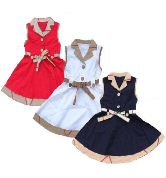 2021 Summer Girl039S Dressos Designers Roupas Kids Kids sem mangas Vestido de menina peito