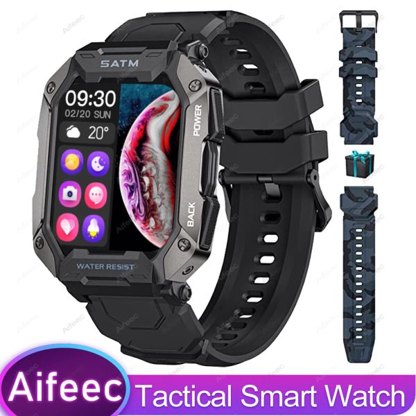Relógios Militares esportes ao ar livre Smart Watch Men 5Atm Oxigênio à prova d'água Tactical Smartwatch 15 dias Bateria de bateria para Samsung iPhone