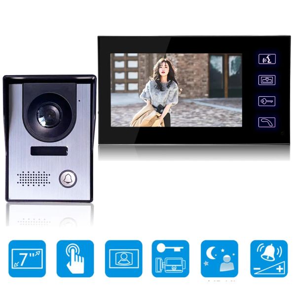 Intercomo sysd Video Intercom 7 '' Monitor de vídeo por porta de vídeo Kit com câmera IR Câmera de telefone com fio em casa