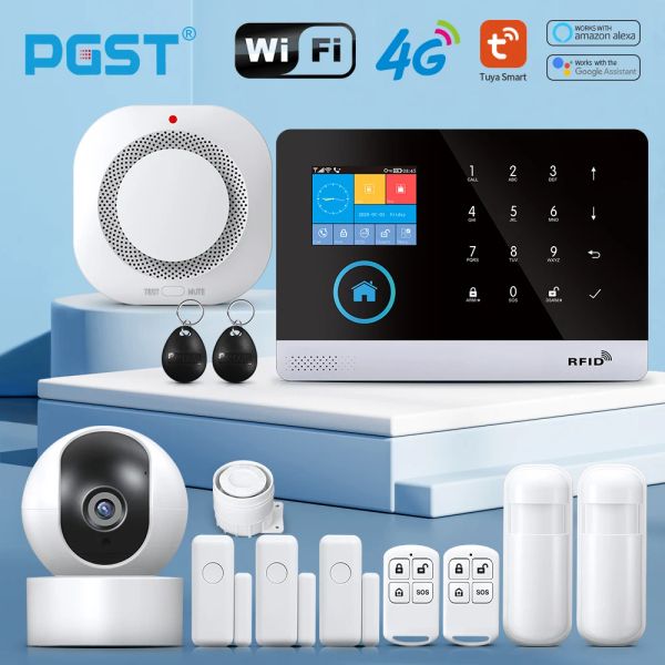 Kits PGST 103 2,4 Zoll Bildschirm 4G 2G WiFi GSM Home Bulgar Sicherheitssystem für Home 433MHz App Control RFID -Karte mit PIR -Bewegung